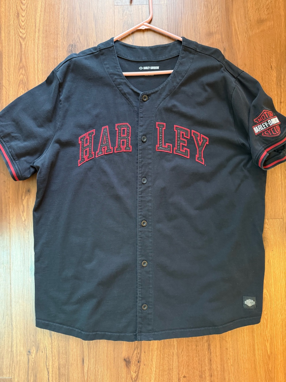 Harley-Davidson Black Short Sleeve hometown baseball jersey